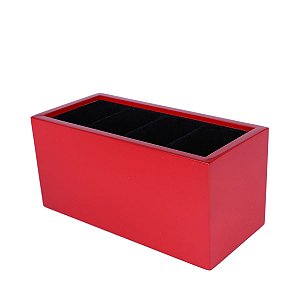 PORTA CONTROLE MADEIRA LAQUEADA C/VELUDO 4 LUGARES VERMELHO