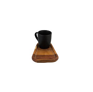 XÍCARA CAFÉ C/PRATO MADEIRA TECA 17x11x7cm 93ml