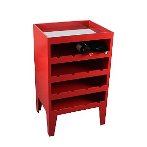 APARADOR MADEIRA C/ADEGA VERMELHO 52x42x85cm