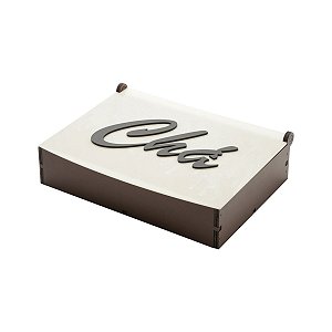 CAIXA CHÁ MADEIRA TAMPA ACRÍLICO 6 DIV MÁRMORE 26,5X20X7CM