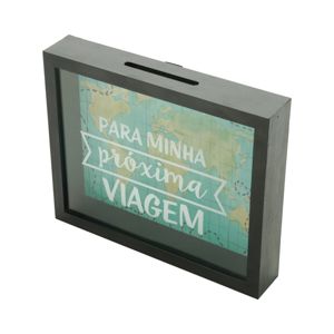 QUADRO DE MADEIRA MINHA PRÓXIMA VIAGEM 27X22X5cm