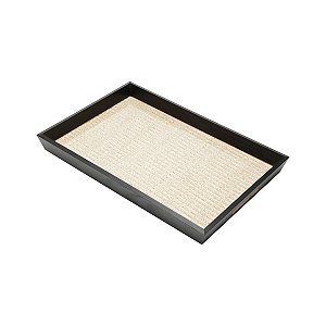 BANDEJA DE MADEIRA CHANFRADA E RAFIA 35X21X4,5CM