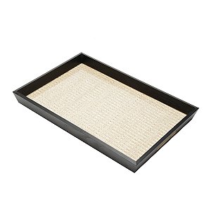 BANDEJA DE MADEIRA CHANFRADA E RAFIA 48X32X4,5CM