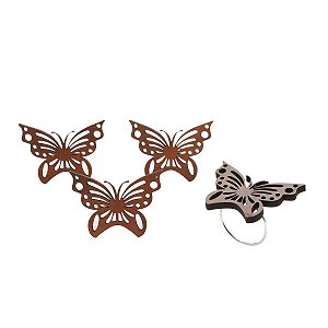CJ 4 PCS PORTA GUARDANAPO MADEIRA BORBOLETA 5,5X7,5X5,5cm