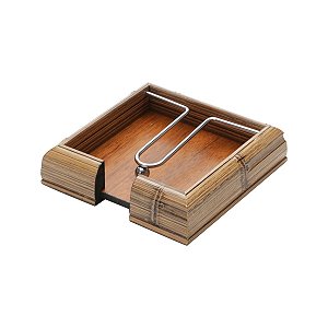 PORTA GUARDANAPO DE MADEIRA BAMBÚ C/ARAMADO 16X4CM