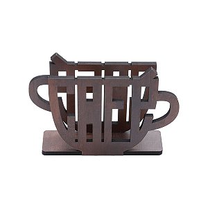 PORTA GUARDANAPO MADEIRA XÍCARA DE CAFÉ QUARTTZO 11X4X14cm