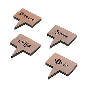 PLACAS PARA QUEIJO MILD COM 4 PEÇAS MOGNO 5,5 X 6 cm