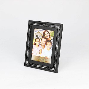 PORTA-RETRATO DE MADEIRA STRASS PRETO 13x18cm