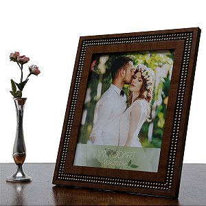 PORTA-RETRATO DE MADEIRA STRASS MARROM 13x18cm