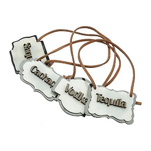 CJ 4 PC PLACAS DE MADEIRA E ACRILICO PARA BEBIDAS CAIPIRINHA 7X4X0,7 CM