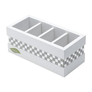 PORTA CONTROLE COM 4 DIVISÓRIAS DIAMOND BRANCO 23X11X9,5cm