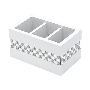 PORTA CONTROLE COM 3 DIVISÓRIAS DIAMOND BRANCO 17,5X11X9,5cm