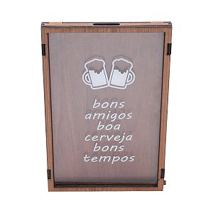 QUADRO DE MADEIRA PORTA TAMPINHA 33X21,5X2,5cm