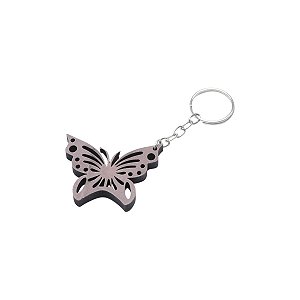 CJ 4 PC DE MADEIRA P/CHAVEIRO BORBOLETA 5X4cm