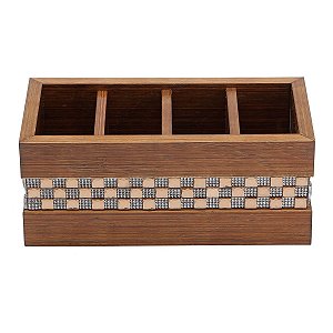 PORTA CONTROLE COM 4 DIVISÓRIAS DIAMOND MARROM 23X11X9,5cm
