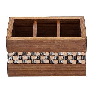 PORTA CONTROLE COM 3 DIVISÓRIAS DIAMOND MARROM 17,5X11X9,5cm
