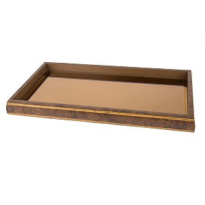 BANDEJA COM ESPELHO BISOTÊ ACOBREADO RADICA 37X27X4cm