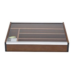 ORGANIZADOR DE TALHER COM TAMPA DE VIDRO NATURALS 36X26X6cm