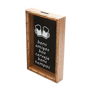 QUADRO PORTA TAMPA DE CERVEJA BAMBU