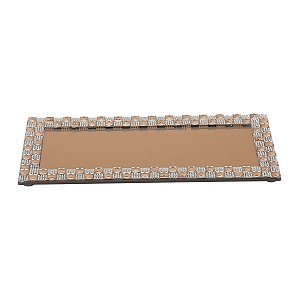SUPORTE C/ESPELHO DOURADO E DECORAÇÃO EM ACRÍLICO 28X13CM