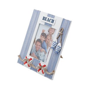 PORTA RETRATO RETANGULAR DE MADEIRA DECK BEACH 10X15 CM