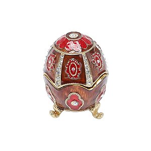 PORTA JÓIAS OVO JEBERGÉ OVAL DE ZAMAC VERMELHO 6X6X8CM
