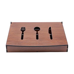 ORGANIZADOR DE TALHER DE MADEIRA C/TAMPA 35,2X28X45CM