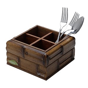 PORTA TALHER BAMBU 17,5X17,5X10cm