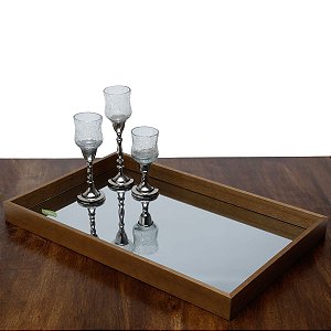 BANDEJA DE MADEIRA COM ESPELHO NATURALS 55X35X4,5cm