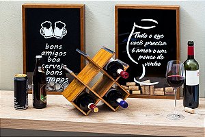 ADEGA DE MADEIRA PARA 6 GARRAFAS NATURALS 30X30X13cm