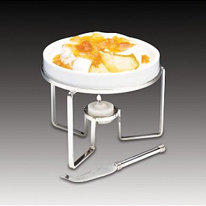 RECHAUD P/QUEIJO BRIE DE PRATA C/FACA 14CM