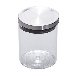 POTE DE VIDRO DE BOROSILICATO C/ TAMPA DE ACO 600ml