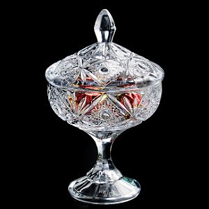 POTICHE DECORATIVO C/PÉ DE CRISTAL ECOLÓGICO PINWEEL 24cm