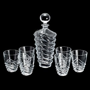CJ 7 PCS WHISKY DE CRISTAL ECOLÓGICO 1 GARRAFA E 6 COPOS