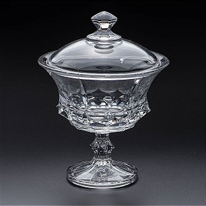 BOMBONIERE C/ TAMPA E C/ PÉ SOHO 28 CM CRISTAL