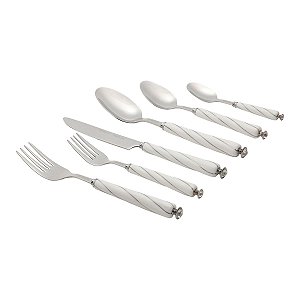 FAQUEIRO 36PC PRATA CABO PORCELANA C/ESTOJO DE MADEIRA