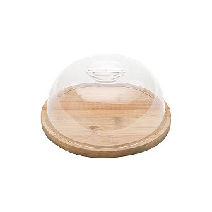 TÁBUA DE BAMBOO C/ TAMPA DOME PLÁSTICA 18Ø 18CM ALT