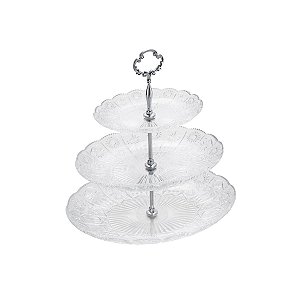 PRATO TRIPLO P/DOCES DE CRISTAL STARRY 20/28/33X35CM