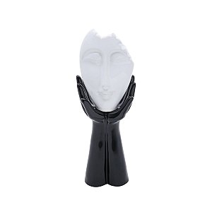 ESTATUETA FIGURINO DE MASCARA 31CM BLACK & WHITE DE CERAMICA