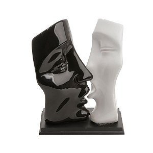 FIGURINO DE CASAL 29,5CM BLACK AND WHITE DE CERAMICA