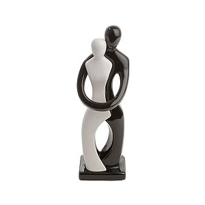 FIGURINO DE CASAL 31CM BLACK AND WHITE DE CERAMICA