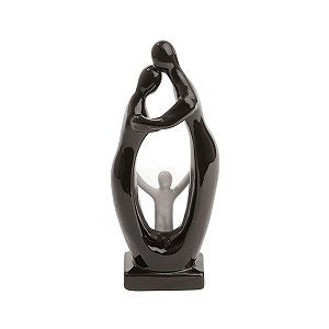 FIGURINO DE CASAL 30CM BLACK AND WHITE DE CERAMICA