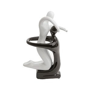 FIGURINO DE CASAL 27,5CM BLACK AND WHITE DE CERAMICA