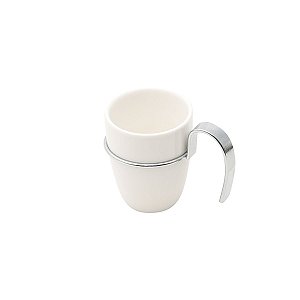 JG. 6 XÍCARAS P/ CAFÉ DE PORCELANA C/ CABO DE METAL