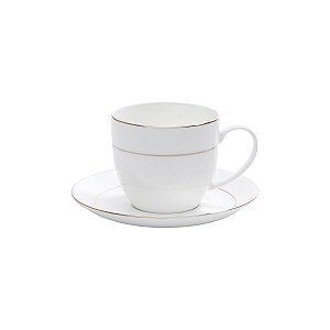 JG. 6 XÍCARAS P/CHÁ DE PORCELANA C/PIRES NICE GOLD