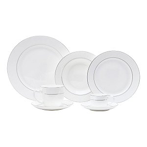 JG DE JANTAR DE PORCELANA BONE CHINA NICE SILVER 42PC