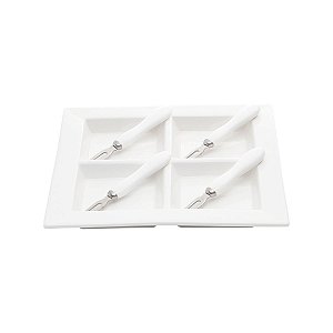 PETISQUEIRA DE PORCELANA LYON QUADRADA 22,5CM C/4 GARFINHOS