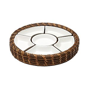 PETISQUEIRA RED. 6 DIVISÕES 34X4CM C/SUP. RATTAN