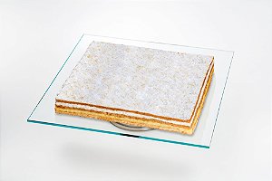 PRATO DE VIDRO P/BOLO C/PÉ DE AÇO INOX MONACO 40X10CM