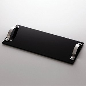 BANDEJA VIDRO PRETO 45X20CM MANHATHAN PRATA